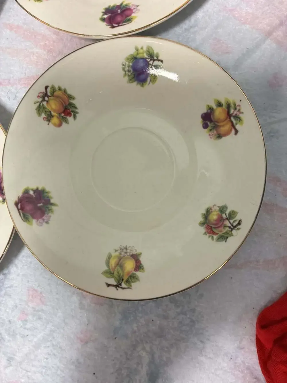 Formalities by Baum Bros. Fruit Pattern China Saucers Set of 4